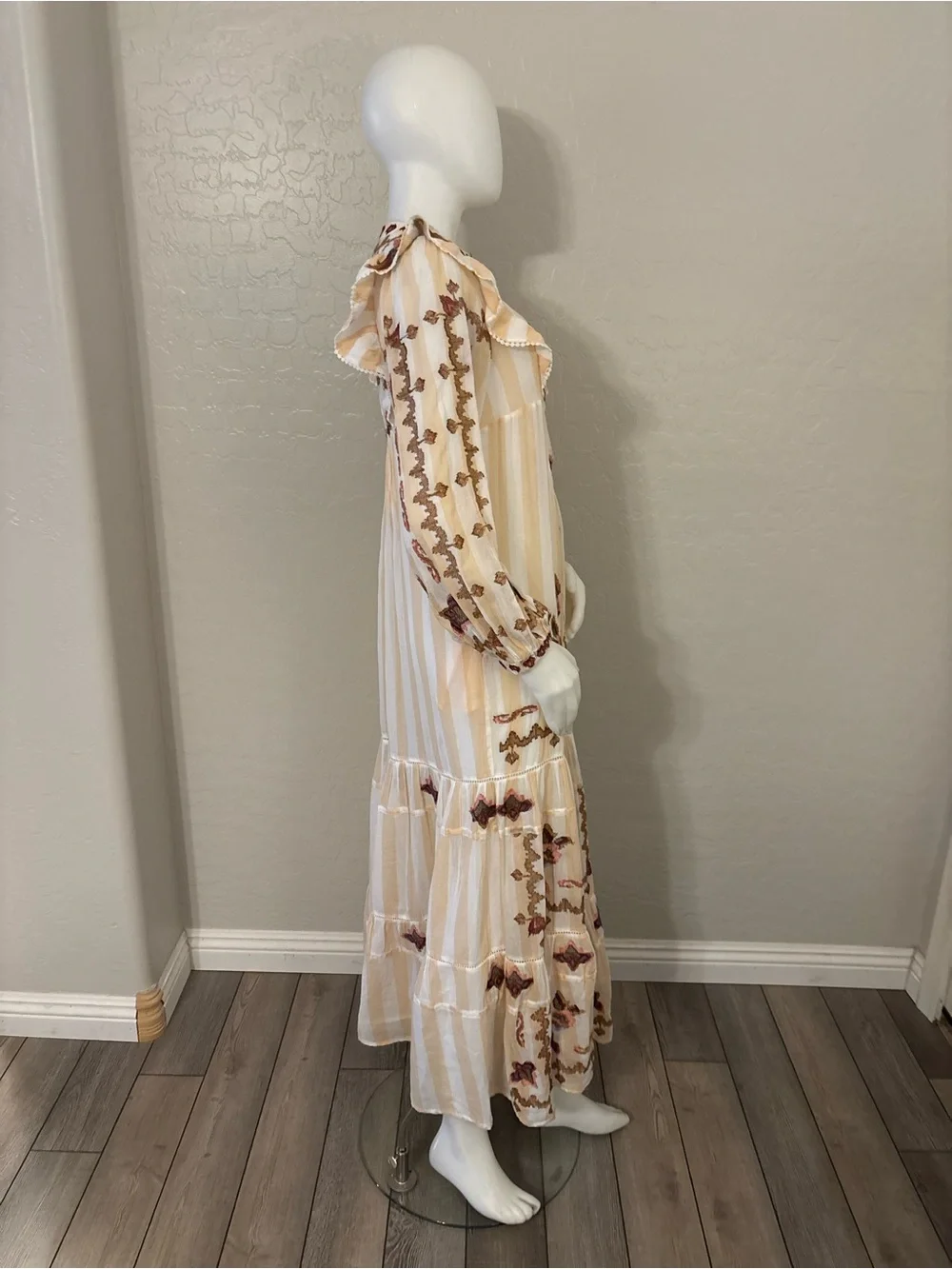 Farm Rio Jacquard Embroidered Ikat Long Sleeve Midi Dress XS - Picture 8 of 16